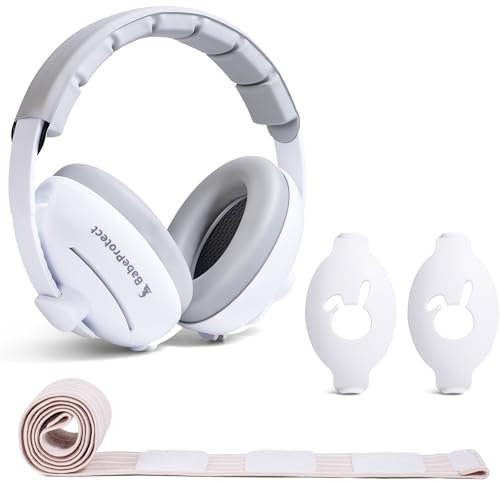 Babeprotect - Casque Anti Bruit Bébé 2 en 1 - Protection Auditive Certifiée CE 25 dB - Réglable et Confortable - Sommeil Amélioré - Idéal Avion, Fêtes, Déplacements - 0 à 48 Mois