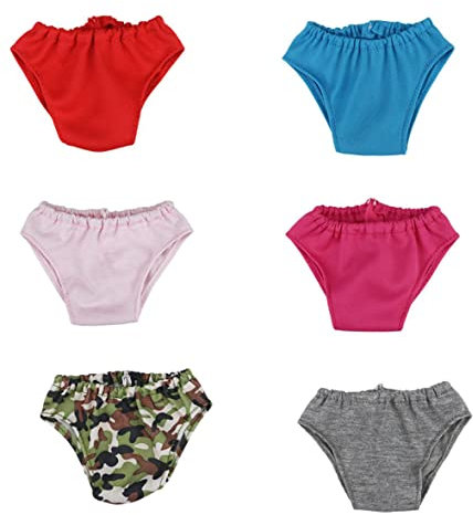 Muzrunq Niedliche Mini Unterwäsche Puppe Panties Mini Slips Body Shorts Shorts Puppenzubehör Kleidung Multicoly Mischset 18 Zoll Mädchen Puppenkleidung 6PCS