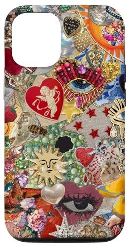 Hülle für iPhone 12/12 Pro Vintage Mosaik Charm Mosaik Fliesen Mosaik PC Art Auge Sonne