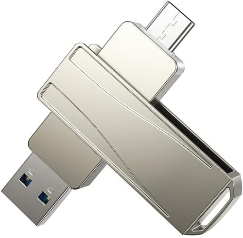USB Stick USB C, USB Stick Dual Metallkörper mit Schlüsselring für Tablet, FEBNISCTE mit OTG 100MB/S, USB Stick C Drehbares Design 2-in-1 Speicherstick, Computer, Notebook, MacBook-128GB