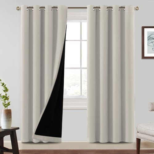 BellaHills Thermo Vorhänge gegen Kälte mit Ösen Gardinen 2er H240xB140cm Verdunklungsvorhänge Gardinen Wohnzimmer Vorhänge Blickdicht, Pumice Stone