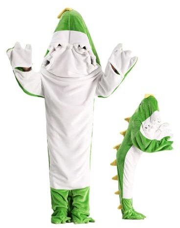 Tragbarer Schlafsack, niedlicher Dinosaurier-Overall, Cartoon-Decke mit Dinosaurierkappe – niedlicher Pyjama aus Flanell, Nachtwäsche mit lustigen Tieren für und Erwachsene