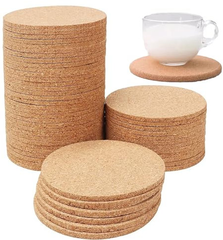 Kork Untersetzer Gläser Korkuntersetzer rund,25 Pcs Stilvolle Kork Untersetzer - 10 cm Durchmesser,3 mm dick - Wiederverwendbar, Saugfähig und Schützt Ihre Möbel - Perfekt für Haus, Büro