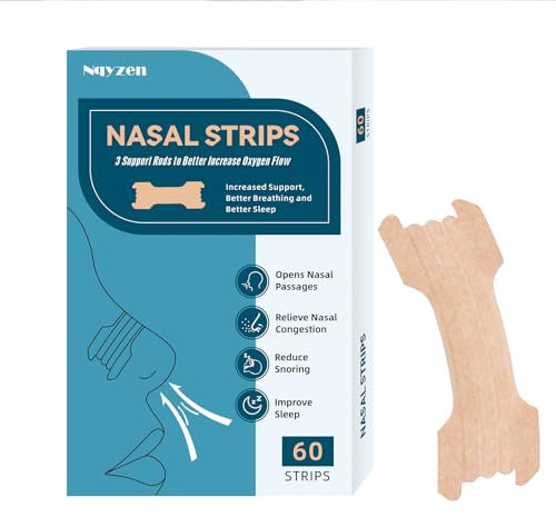 Nasenpflaster Besser Atmen, 60 Stück Anti Schnarch Nose Strips, Den Schlaf Verbessern, Nasenstrips Geeignet zum Schlafen und Trainieren, Nasenpflaster Lindert Verstopfte Nase(braun)