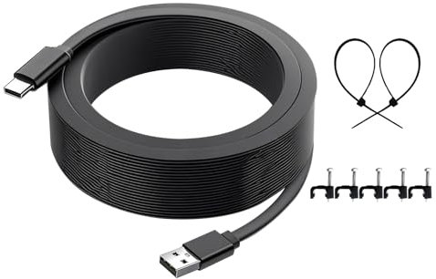 16 FT Power Cable for Ring Pan-Tilt Indoor Camera, Ring Stick Up Cam Pro, Ring Spotlight Cam Plus, USB C Type-C Cord, Black