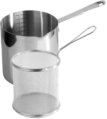 Ciieeo Topf Mit Griff Aus Edelstahl 304 1 Satz Frittierkorb Für Den Haushalt Mini-fritteuse Antihaftbeschichtete Frittierpfanne