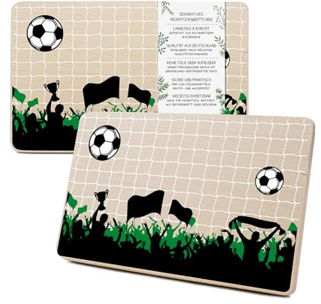 Yabaduu Individuelles Holzbrett für Kinder 23,5x15cm Frühstücksbrettchen Brotzeitbrett personalisiert aus Holz Tier-Motiv als Geschenk Geburtstag Kind RV007 (21 Fußball, Ohne Wunschname)