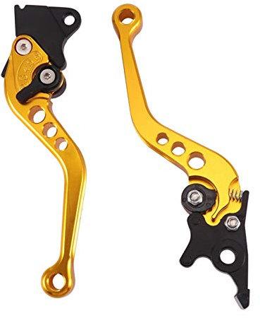 XUEZHEN Kupplungshebel Motorrad，Bremshebel 2 stücke Hohe Qualität Legierung Motorradbremsgriff Bunte CNC Motorradkupplung Bremshebelgriff Fit for Motorabänderung(Gold)