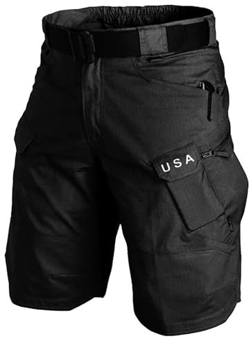Generisch Kurze Hosen Herren Cargo Wanderhose Sportlich Herren Kurz Sommer Leichte Schnelltrocknend Outdoor Trekking Shorts Schwarz XL