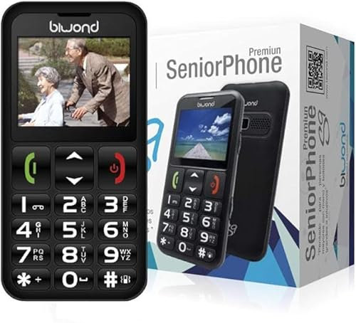 Seniorphone S9 Teléfono Móvil de Teclas para Personas Mayores, Adultos, Clásico, Color Negro, Libre.