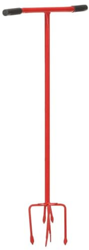 HOMTAKIE Griffe de Jardin Cultivateur à Griffes Cultivateur de Sol Outil de Jardinage Poignée Ergonomique Arrière-Cour Extérieur Rouge Acier