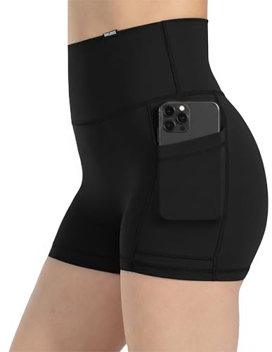 SMILODOX Shorts Damen Lissa, High Waist Radlerhose mit figurformendem Bund & seitlichen Eingrifftaschen, Training Shorts elastisch & enganliegend, ideal für Training, Alltag, Fitness & Yoga