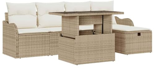 vidaXL Gartensofa-Set 6 STK. Beige Poly-Rattan