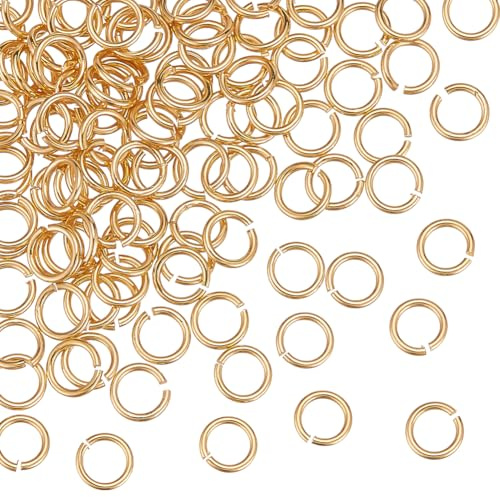 PH PandaHall 100 Stück Biegeringe Aus 24 Karat Gold 6mm Offene Biegeringe Aus Goldenem Messing Schmuckverbinder Für Ohrringe Armbänder Halsketten Ketten Choker DIY Basteln