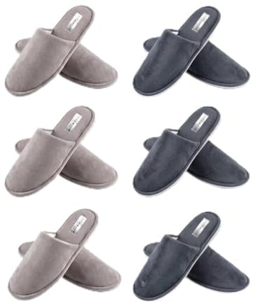 BeFavourite Set 6 Paia Ciabatte Ospiti Lavabili Lavatrice | 3 Tortora (fino al 40) + 3 Antracite (fino al 43) | pantofole per ospiti Antiscivolo, Suola 5mm, Unisex, Ideali per Casa, Hotel, B&B e Spa
