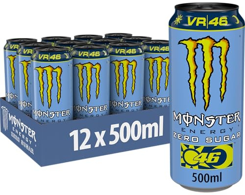 Monster Energy® Valentino Rossi Zero Sugar - koffeinhaltiger Energy-Drink mit prickelndem Zitrus-Geschmack - Full Flavour - in praktischen Einweg Dosen (12 x 500 ml)