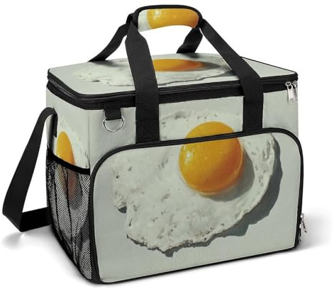 Fried Egg Vintage Camping Kühltasche Isolierte Strandkühler Tragbare auslaufsichere Tasche mit Schultergurt