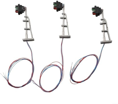 Desiumite Modelleisenbahn N Spur 87 Schienensignale mit 2 grün-roten Blockleuchten, kompatibel mit 9 V-12 V AC/DC, vorverdrahteten Widerständen, Edelstahl und Kunststoff
