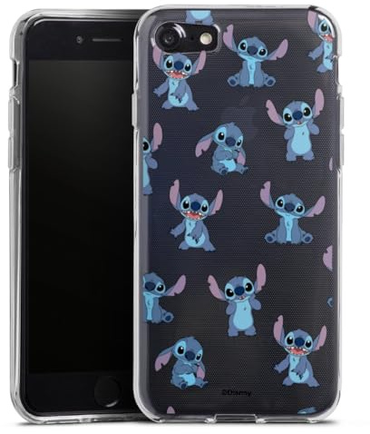 Silikon Hülle kompatibel mit Apple iPhone SE 2022 Case transparent Handyhülle Lilo & Stitch Offizielles Lizenzprodukt Disney
