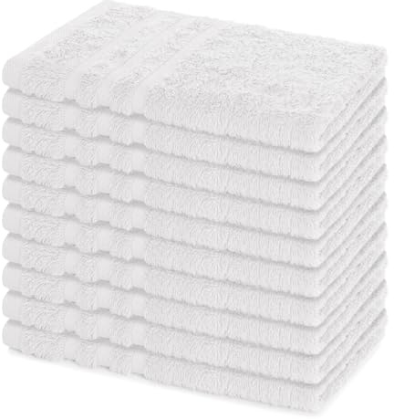 Lavea® 10er Set Gästehandtücher 30x50 cm – Weiß | Weiche & Saugstarke Gästetücher aus 100% Baumwolle, Frottierserie Elena, Waschbar 60°C, Trocknergeeignet