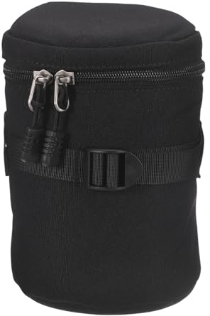 Nexarelle Camera Lens Bag (100 mm ID x 160mm H) - Protective Soft Polyester Waterproof Shockproof Camera Lens Pouch for DSLR SLR, Black