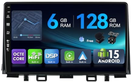 MSD 6G+128G Octa-Core - 9 Pulgada Autoradio para KIA Rio YB (2016-2020) | Android 15 GPS Navi Radio | CarPlay Android Auto Dab 4G Dual-Band WLAN Volante DSP | Cámara Mic | 2 DIN