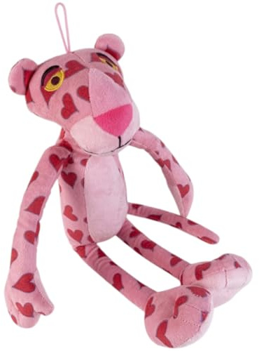 CARTOON Peluche Pantera Rosa Gigante 120 cm con Cuori e Laccetto Pupazzo Morbido 100% Poliestere Extra Large Idea Regalo Romantica Decorazione Camera e Casa