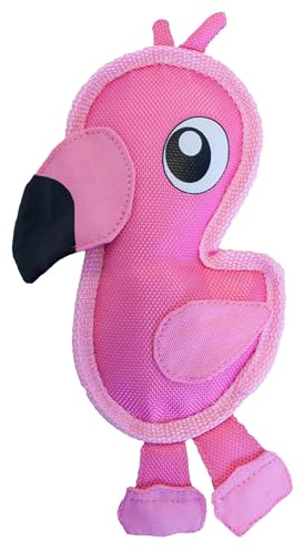 Outward Hound Fire Biterz Flamingo Plush Firehouse Material Interactive Dog Toy, Small