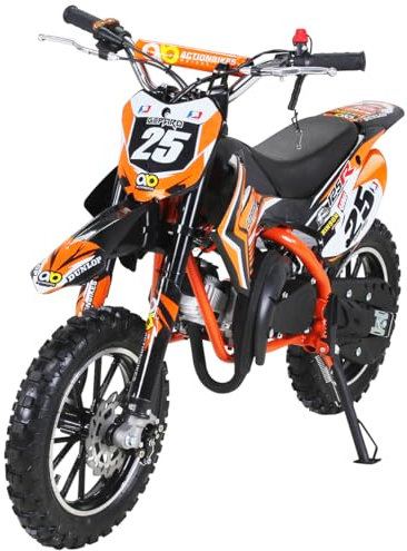 Actionbikes Motors Kinder Crossbike Gepard | 2-Takt 49 CCM Motor bis 𝟑𝟓 km/h - Motorrad - Pocket Bike - Dirt Bike - Motocross - Pocketbike - Motorsport - Dirtbike - Enduro ab 6 Jahren (Orange)