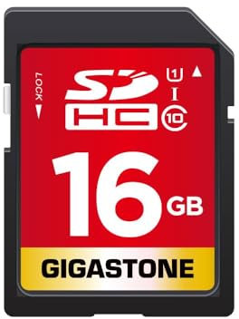 Gigastone Scheda SD 16GB, Scheda di Memoria SDHC da 16 GB, Velocità di Lettura Fino a 80 MB/sec, Classe 10 U1 UHS-I, Specialmente per Fotocamere Videocamera Telecamera PC
