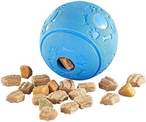 Sweetypet Bälle: Hunde-Spielball aus Naturkautschuk, mit Snack-Ausgabe, Ø 8 cm, blau (Intelligenzspielzeug Hund, Hundespielzeug Intelligenz, Trainer)