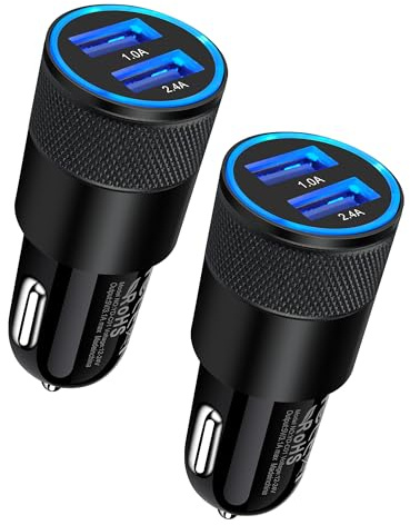 Car Charger, [2Pack/3.4a] Fast Charge Dual Port USB Cargador Carro Lighter Adapter for iPhone 15 14 13 12 11 Pro Max X XR XS 17 Plus 16, iPad, Samsung Galaxy S23 S22 S21 S25 Plus S7 j7 S10e S9 Note 8