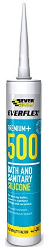 Pack of 6 EVERBUILD White Premium Everflex+ 500 Bath and Sanitary Silicone Sealant