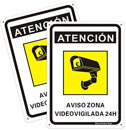 2pcs Señal de Advertencia de Zona de Videovigilancia 18 * 25cm A