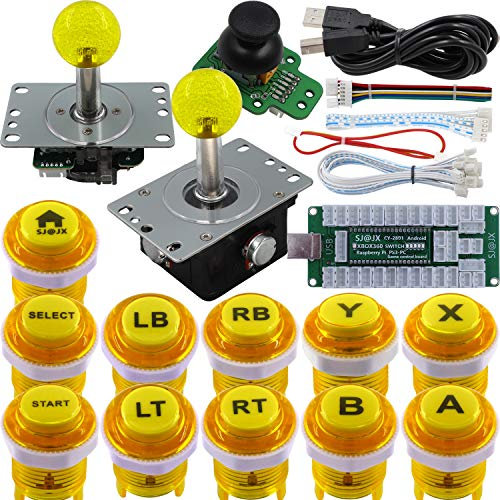 SJ@JX Arcade Game Controller 3D Gamepad Analog Stick Sensor Fly Joystick Microswitch MX LED Button USB Encoder Light Cable for PC PS3 Nintendo Switch Xbox 360 Android Raspberry Pi