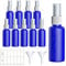Qoosea Spray Bottles Plastic Small Mist Travel Bottles Set 10 Pcs 50ml Liquid Atomiser Refillable Containers with 2 Funnels 1 Sheet Labels (Blue)