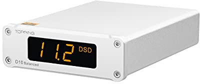 Topping D10 Balanced HiFi DAC USB Decoder ES9038Q2M DAC TRS/XLR Ausgang XMOS XU208 PCM384KHz DSD256 Mini Desktop DAC Digital-Analog Wandler (Silber)
