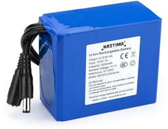 NASTIMA DC 12V Batteria Ricaricabile Agli Ioni di Litio da 5200mAh per Fotocamera Wireless, Videocamera, Lettore MP3, Corpo Elettronico