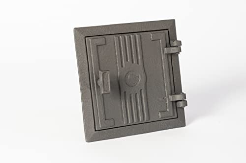 SEZAM Revisionstür für Öfen aus Gusseisen 17 x 3,5 x 17 cm, Kamintür - Klappe - Räumungstür, für Backöfen, Feueröfen & Kamine - grafitfarben bemalt