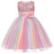 Ragazze Principessa Abito Paillettes Tulle Fiore Arcobaleno Colletto Rotondo Senza Maniche Abito Formale Festa di Compleanno Matrimonio Damigella d'Onore Ragazza Abiti da Sera per 3-9 Anni(Rosa)