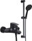 Colonne de Douche pour Robinet de Baignoire avec Douchette à Main finition en acier inoxydable sus304 noir mat Mitigeur de Douche avec Support et Flexible 150 cm Montage Mural pour de Bain