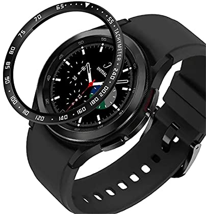 KAREN66 Lünettenring Kompatibel mit Samsung Galaxy Watch 4 40mm Lünette Ring Damen Herren Edelstahl Smartwatch Schutzring Anti-Scratch Metall Uhrengehäuse Uhr Rahmen Zubehör (Schwarz, One Size)