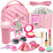 Accessoires de Sac à Main Petite Fille, Jouet de Princesse, téléphone Portable, Faux Maquillage, Portefeuille, Lunettes de Soleil, clés, Bouteille d’Eau, Cadeaux d’Anniversaire pour Les Filles
