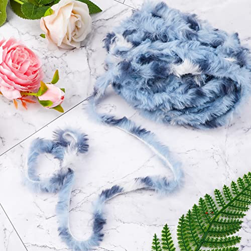 2x50G Meerblau Kunstfell-Garn Handstrickgarne, Plüschgarn Häkelgarn Wolle Zum Häkeln, Handstrickgarn Baumwollgarn für Häkeln und Kunsthandwerk Pflegeleichte hochwertiges Schnellstrickgarn