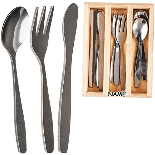 alles-meine.de GmbH Puppenküche - Geschirr & Zubehör Verschiedene Modelle wählbar 13 TLG. Set Puppen - Besteckset - Edelstahl/Metall - inkl. Name - mit Besteckkasten - Be..