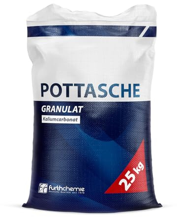 Pottasche 25 kg – Kaliumcarbonat, K2CO3, Kalisalz Pulver | Alkalischer Reiniger und Fettlöser | Rohstoff für Seifenherstellung und Glasindustrie | CAS 584-08-7