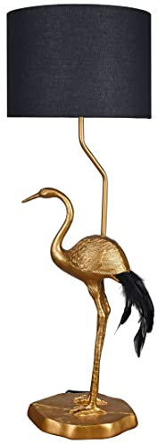 XXL Leuchte Kranich Gold Lampe ohne Leuchtmittel Vogel Figur Chinoiserie Tischlampe 77cm cw267 Palazzo Exklusiv