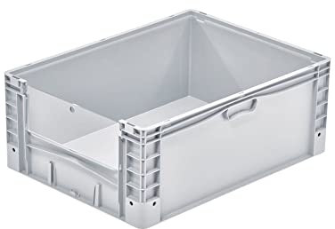 PROREGAL Euro-Norm Großbehälter Insight Cover | HxBxT 32x60x80cm | 133 Liter | Grau | Eurobehälter, Transportbox, Transportbehälter, Stapelbehälter