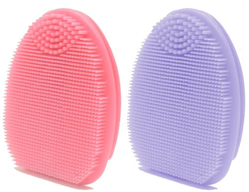YEADMAL 2-Teilig Gesichtsbürste Silikon Gesichtsreinigungsbürste Silicone Face Scrubber Gesichtsreinigungsbürste Weich Gesichts Bürste für Frauen (Rosa + Lila)