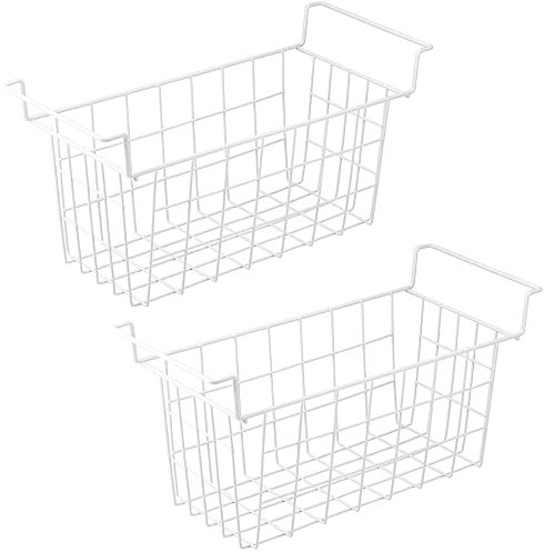 Orgneas 39,1 cm Gefrierschrank-Organizer-Bins für Truhe, Gefrierschrank, Kühlschrank, Aufbewahrungsregal, Tiefkühlschrank, Metalldrahtkörbe, 2 Stück